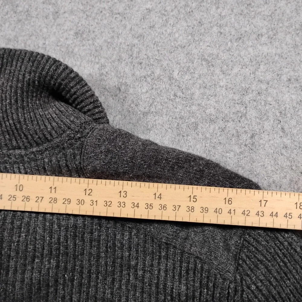 Banana Republic Ribbed Button Mock Neck Merino Wool Sweater Men's Large Gray